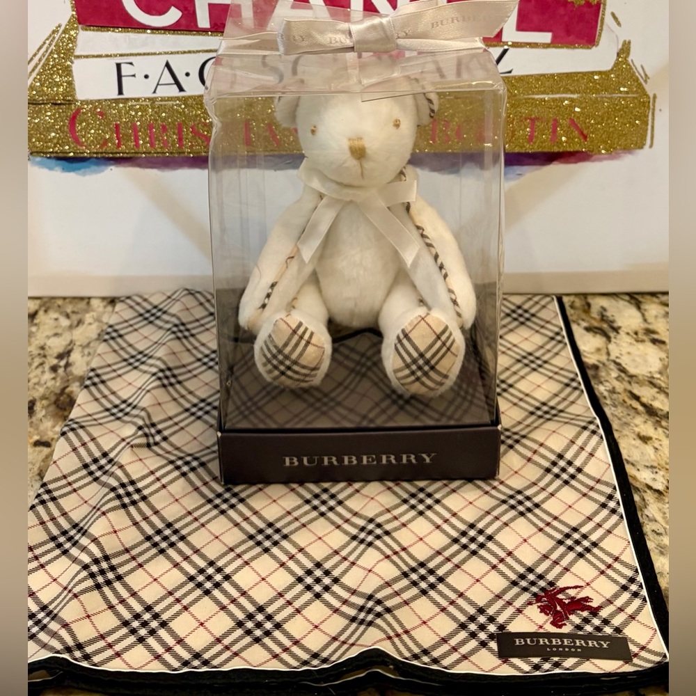 🧸NIB BURBERRY LONDON Cream Teddy Bear with Nova Check VINTAGE/AUTHENTIC/HTF/RARE